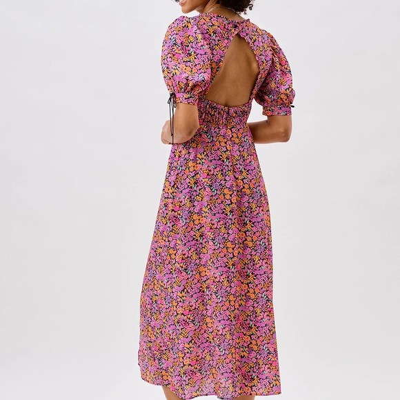 For Love & Lemons Maud Midi Dress M medium fuschia - Picture 4 of 6